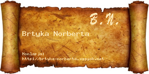 Brtyka Norberta névjegykártya